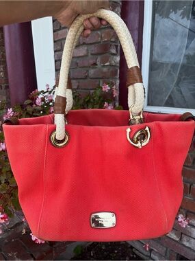 Bright Orange Canvas Michael Kors Tote